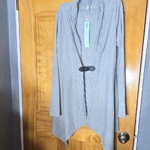 Elegant Gray Women's Cardigan with Buckle